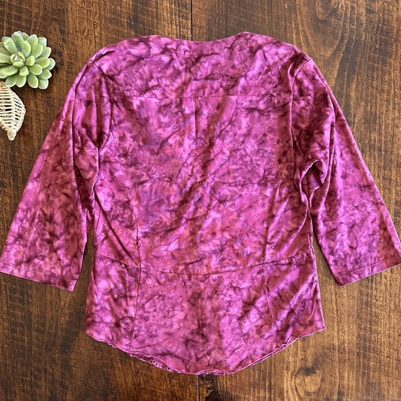 GoFish | 100% Cotton Pink Tie Dye Button Down Blouse with Eyelet, Size S - Picture 2 of 7